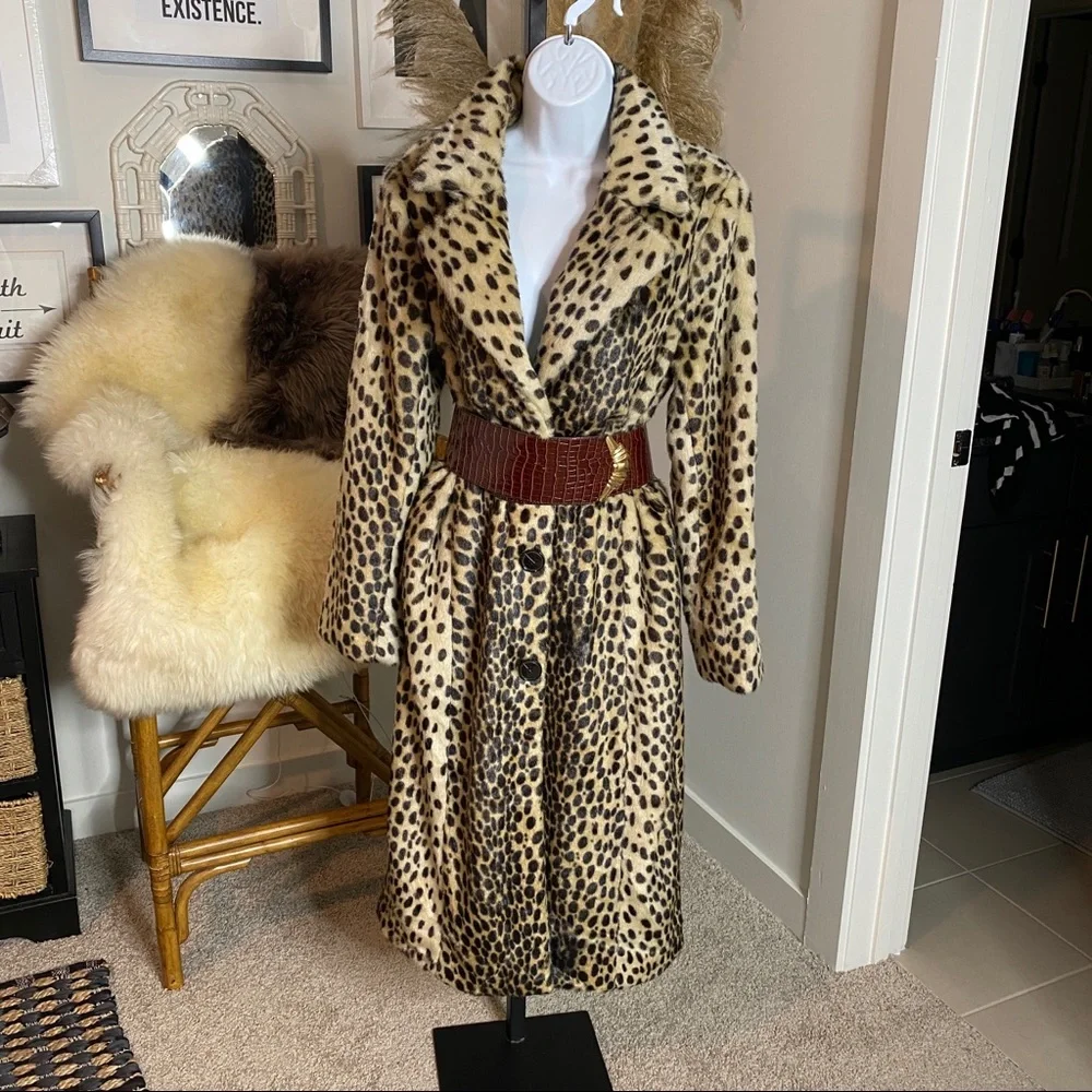 Scoop NYC Animal Print Cheetah Faux Fur Coat Size 4-6_2
